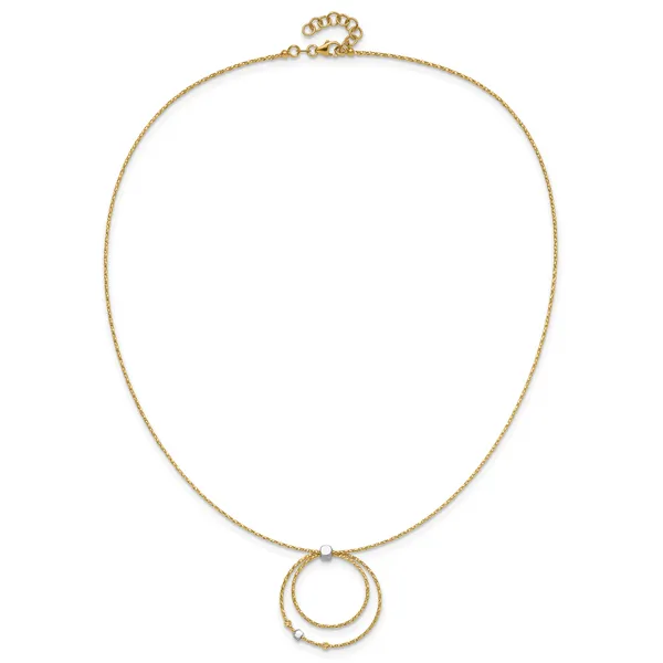 Leslie's 14K w/Wht Rhod Polished/DC Circle Pendant w/1in ext. Necklace Image 4 Albert's Jewelers Kingsland, GA
