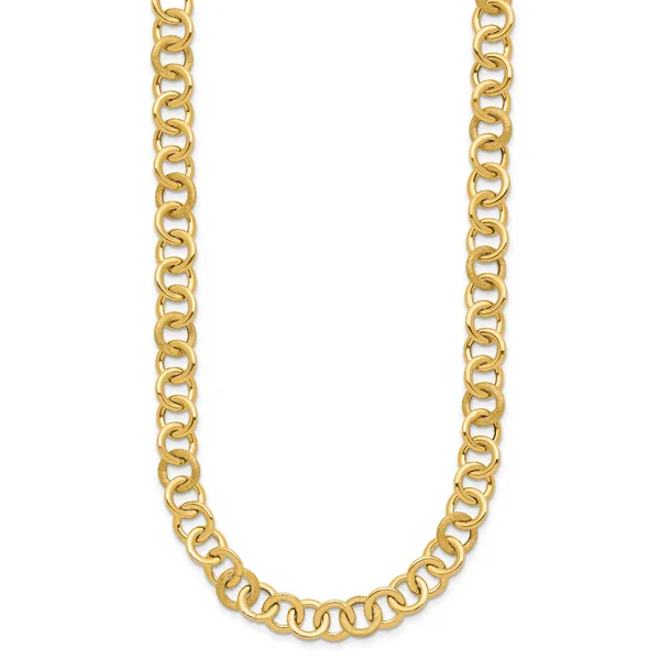 Leslie's 14K Polished and Satin Fancy Circle Link Necklace Image 2 Spath Jewelers Bartow, FL