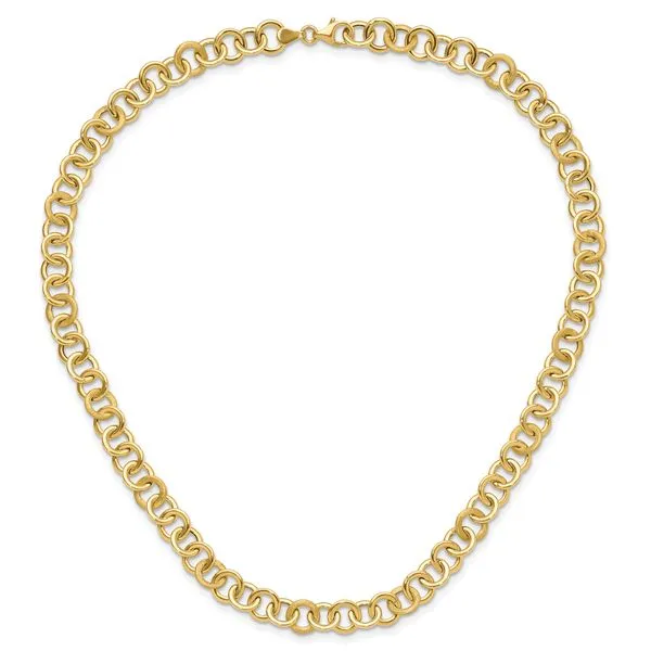 Leslie's 14K Polished and Satin Fancy Circle Link Necklace Image 4 Valentine's Fine Jewelry Dallas, PA