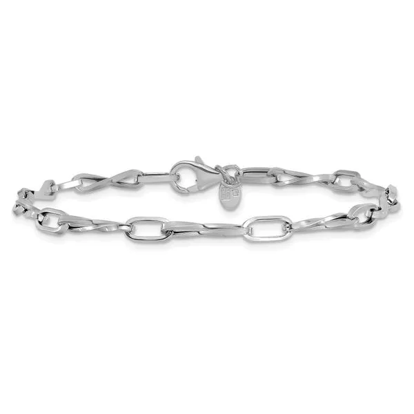 Leslie's 14K White Gold Polished Fancy Twisted Link Bracelet Image 3 Thomas A. Davis Jewelers Holland, MI