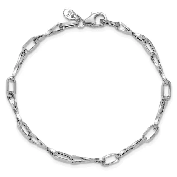 Leslie's 14K White Gold Polished Fancy Twisted Link Bracelet Image 4 Thomas A. Davis Jewelers Holland, MI