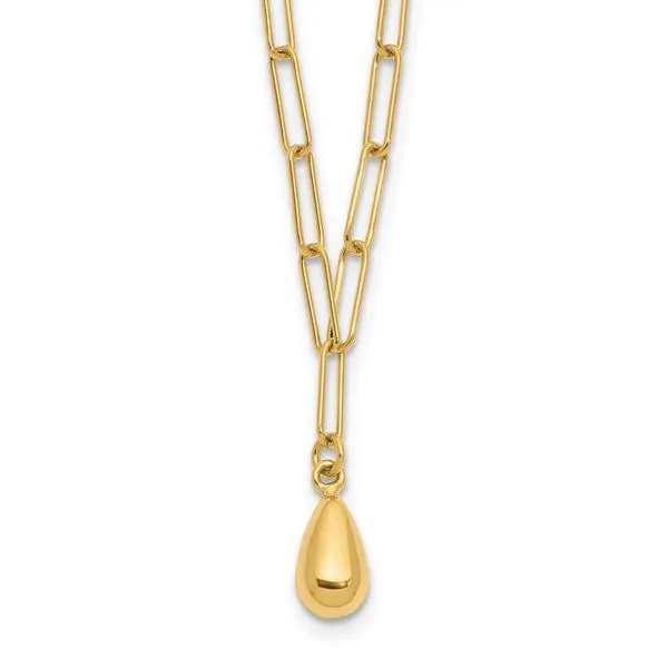 Leslie's 14K Polished Teardrop Paperclip Link Necklace Trenton Jewelers Ltd. Trenton, MI