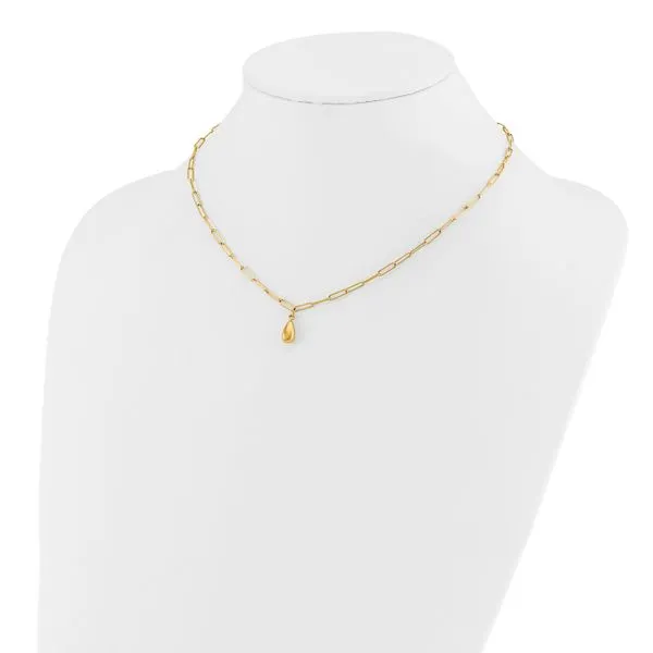 Leslie's 14K Polished Teardrop Paperclip Link Necklace Image 3 Trenton Jewelers Ltd. Trenton, MI