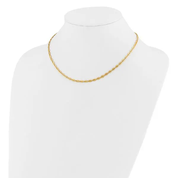 Leslie's 14K Polished and Textured Fancy Oval Link Necklace Image 3 Diny's Jewelers Middleton, WI