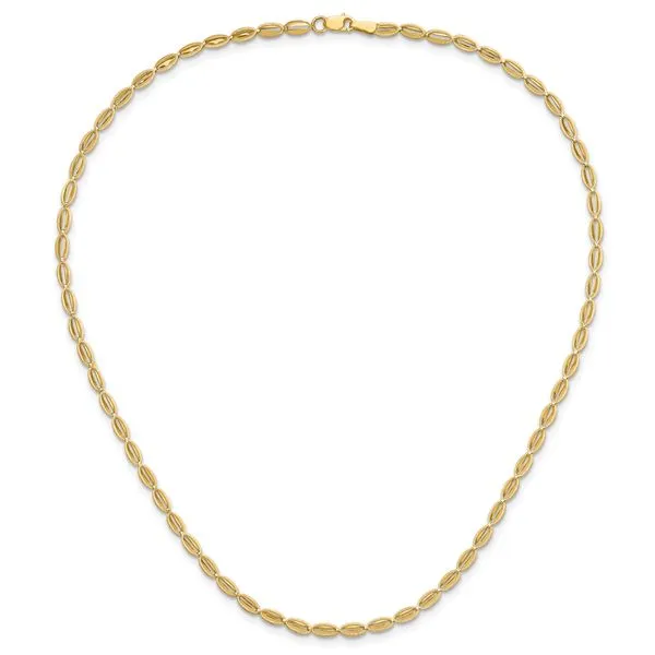 Leslie's 14K Polished and Textured Fancy Oval Link Necklace Image 4 Diny's Jewelers Middleton, WI