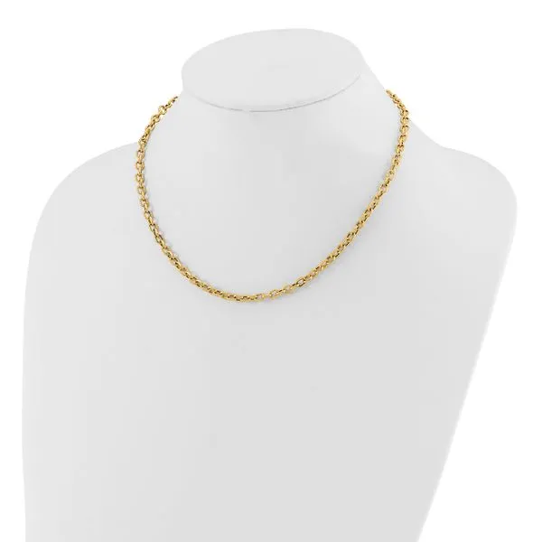 Leslie's 14K Polished and Textured Link Necklace Image 3 Morin Jewelers Southbridge, MA