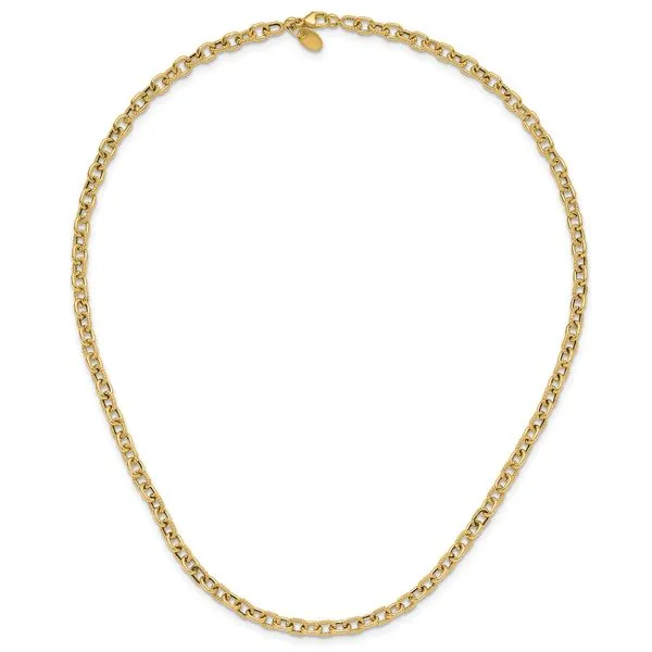 Leslie's 14K Polished and Textured Link Necklace Image 4 Morin Jewelers Southbridge, MA