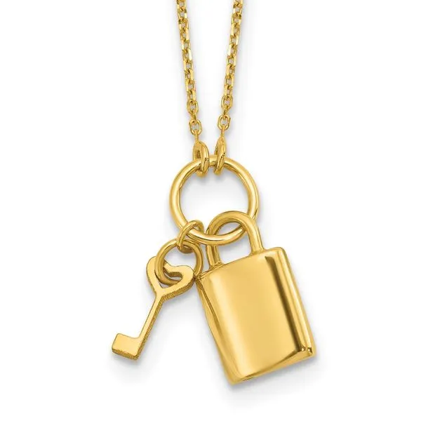 Leslie's 14K Polished Lock and Key 16in with 2in ext Necklace Delfine's Jewelry Charleston, WV