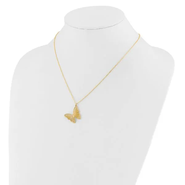 Leslie's 14k Textured and Polished Butterfly 18in Necklace Image 3 J. West Jewelers Round Rock, TX