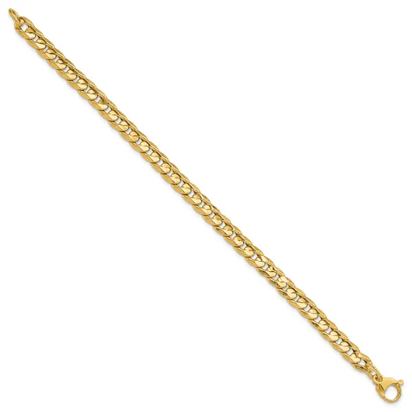 Leslie's 14K Polished and Textured Fancy Curb Bracelet Image 2 J. West Jewelers Round Rock, TX