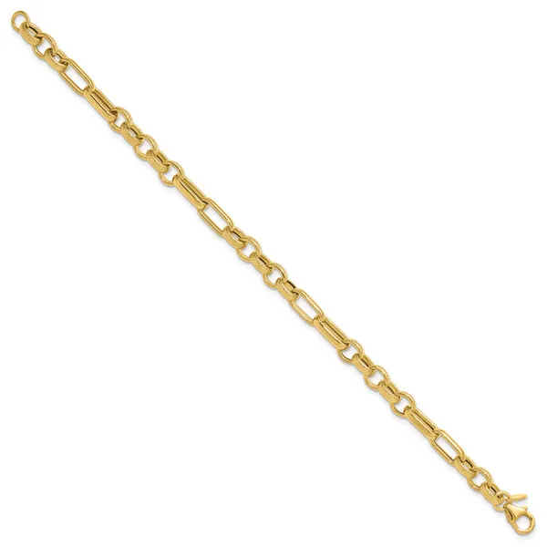 Leslie's 14K Polished and Textured Fancy Link Bracelet Image 2 Lester Martin Dresher, PA