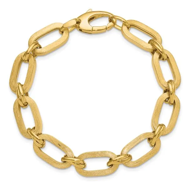 Leslie's 14K Polished and Satin Fancy Link Bracelet Image 4 Diny's Jewelers Middleton, WI