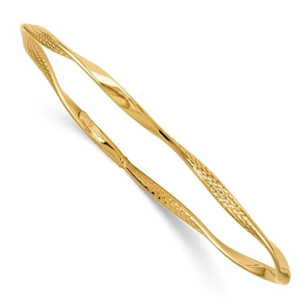 Leslie's 14K Polished and Textured Twisted Slip-on Bangle Peran & Scannell Jewelers Houston, TX