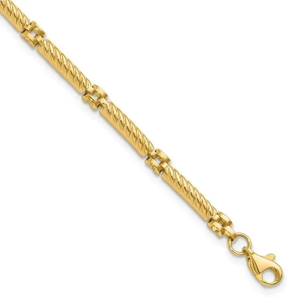 Leslie's 14K Polished and Textured Fancy Link Bracelet Jewelry Design Studio Jensen Beach, FL