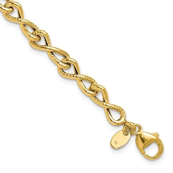 Leslie's 14K Polished/Textured Twisted Infinity Link Bracelet Spath Jewelers Bartow, FL