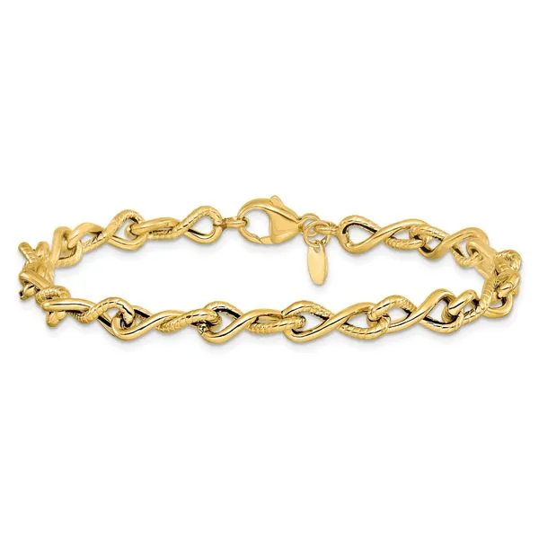Leslie's 14K Polished/Textured Twisted Infinity Link Bracelet Image 3 Spath Jewelers Bartow, FL
