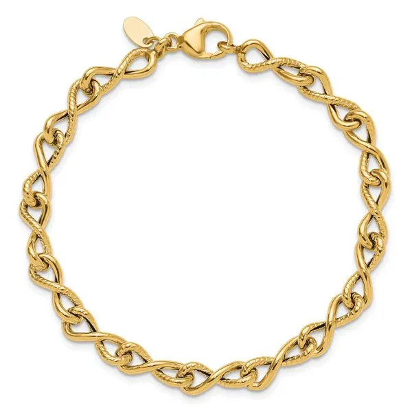 Leslie's 14K Polished/Textured Twisted Infinity Link Bracelet Image 4 Boyd Jewelers Wesley Chapel, FL