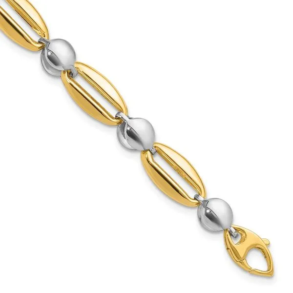 Leslie's 14k Two-tone Polished Fancy Circle Link Bracelet Tidwells of Greenwood Greenwood, SC