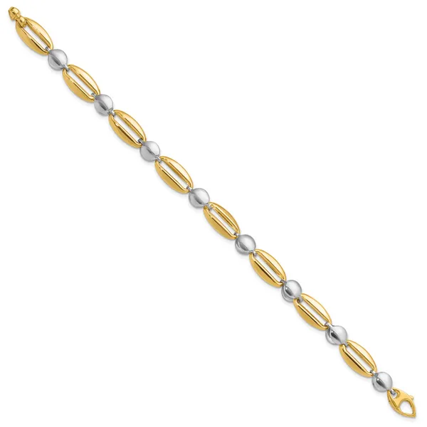 Leslie's 14k Two-tone Polished Fancy Circle Link Bracelet Image 2 Tidwells of Greenwood Greenwood, SC