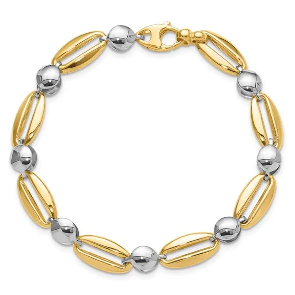 Leslie's 14k Two-tone Polished Fancy Circle Link Bracelet Image 4 J. West Jewelers Round Rock, TX