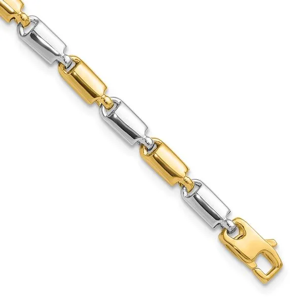Leslie's 14k Two-tone Polished Fancy Rectangular Link Bracelet Albert's Jewelers Kingsland, GA