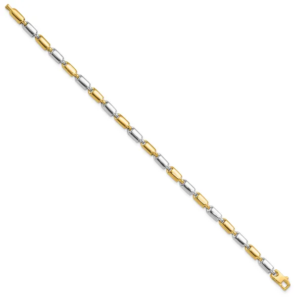 Leslie's 14k Two-tone Polished Fancy Rectangular Link Bracelet Image 2 Albert's Jewelers Kingsland, GA