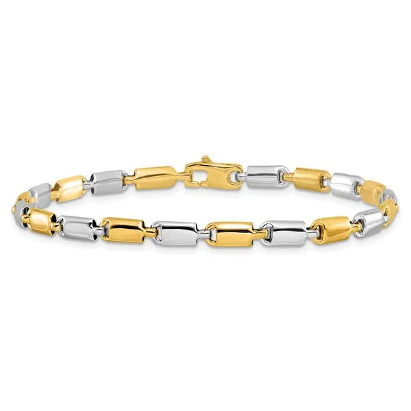 Leslie's 14k Two-tone Polished Fancy Rectangular Link Bracelet Image 3 Albert's Jewelers Kingsland, GA