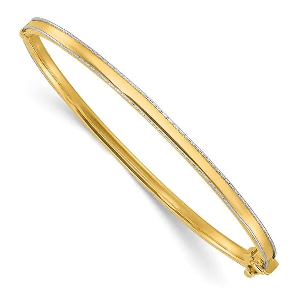 Leslie's 14K Two-tone Polished and D/C Hinged Bangle J. West Jewelers Round Rock, TX