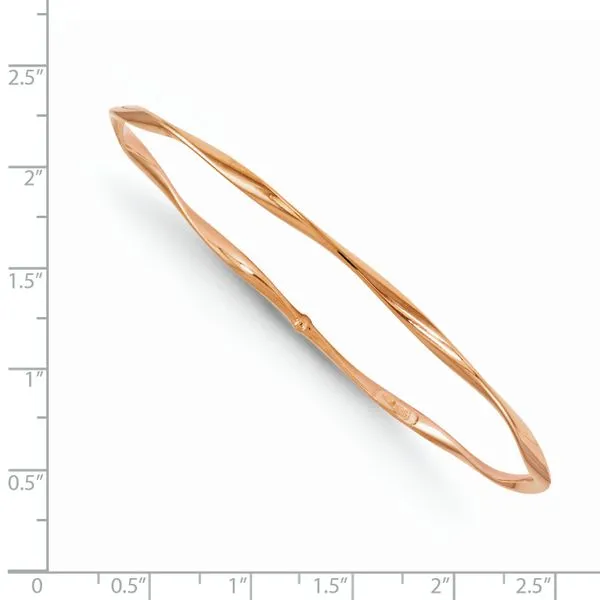 Leslie's 14K Rose Gold Polished Twisted Slip-on Bangle Image 2 Peran & Scannell Jewelers Houston, TX