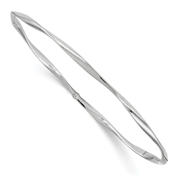 Leslie's 14K White Gold Polished Twisted Slip-on Bangle Peran & Scannell Jewelers Houston, TX