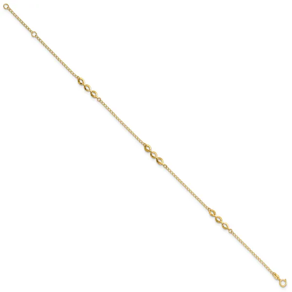 Leslie's 14K Polished Station 9in Plus 1in ext. Anklet Image 2 Graham Jewelers Wayzata, MN