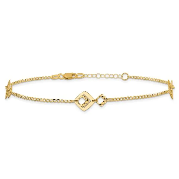 Leslie's 14K Polished and Textured 9in Plus 1in ext. Anklet Image 3 Boyd Jewelers Wesley Chapel, FL