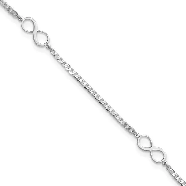 Leslie's 14k White Gold Polished Infinity 9in Plus 1in ext. Anklet Grayson & Co. Jewelers Iron Mountain, MI