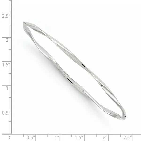 Leslie's 14K White Gold Polished Twisted Slip-on Bangle Image 2 Peran & Scannell Jewelers Houston, TX