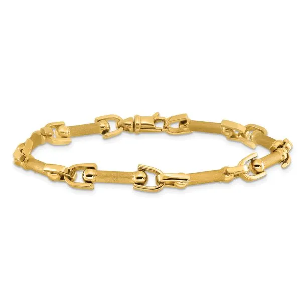 Leslie's 14K Polished and Satin Fancy Link Bracelet Image 3 Diny's Jewelers Middleton, WI