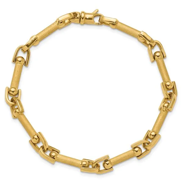 Leslie's 14K Polished and Satin Fancy Link Bracelet Image 4 J. West Jewelers Round Rock, TX