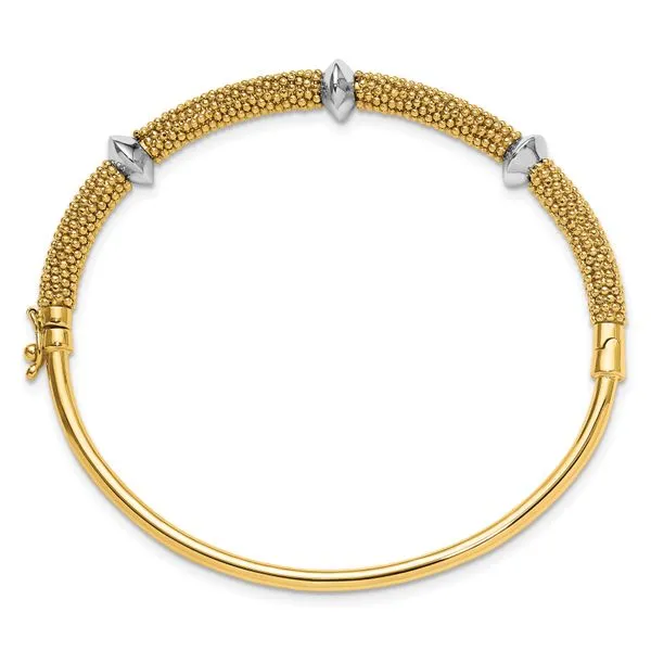 Leslie's 14K Two-tone Polished and Textured Hinged Bangle Image 2 Jerald Jewelers Latrobe, PA