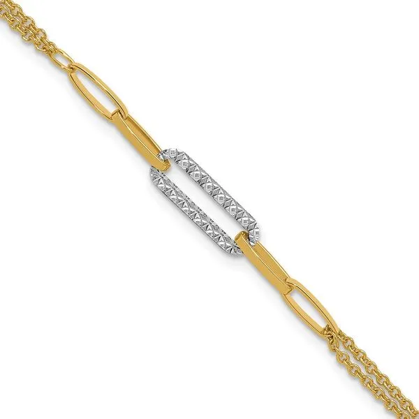 Leslie's 14K Two-tone Polished and Diamond-cut Fancy Link Bracelet John E. Koller Jewelry Designs owasso, OK