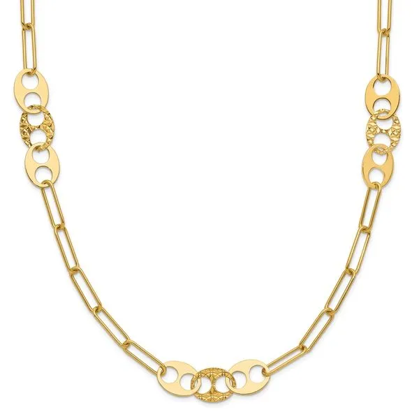 Leslie's 14K Polished and Textured Fancy Link Necklace Jewelry Design Studio Jensen Beach, FL