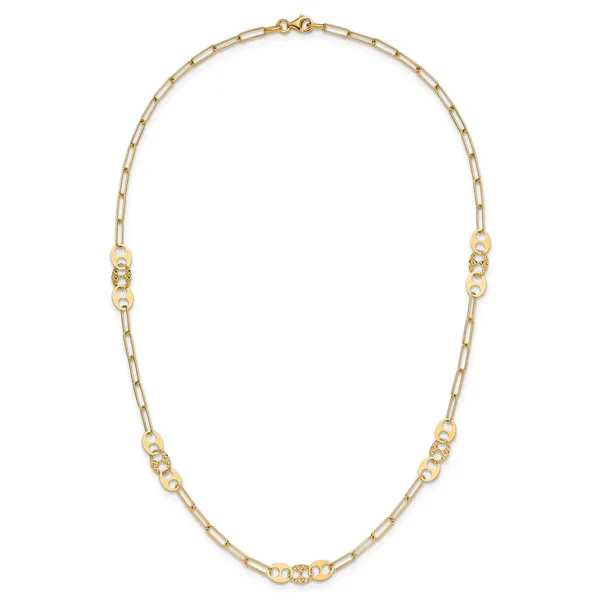 Leslie's 14K Polished and Textured Fancy Link Necklace Image 4 Atlanta West Jewelry Douglasville, GA