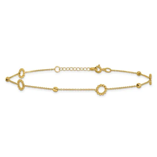 Leslie's 14K Polished and Diamond-cut 10in Plus 1in ext. Anklet Image 3 Tidwells of Greenwood Greenwood, SC