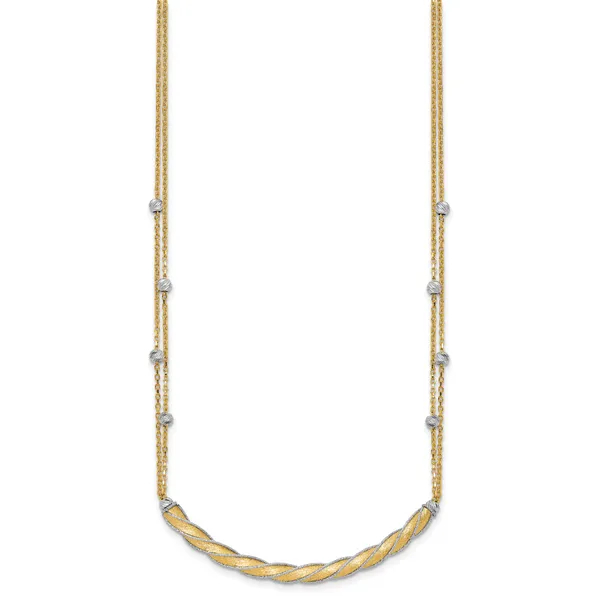 Leslie's 14K Two-tone Polished/Satin/Dia-cut Bar w/2in ext. Necklace Image 2 Gaines Jewelry FLINT, MI