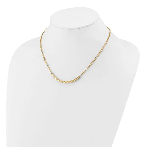 Leslie's 14K Two-tone Polished/Satin/Dia-cut Bar w/2in ext. Necklace Image 3 Jerald Jewelers Latrobe, PA