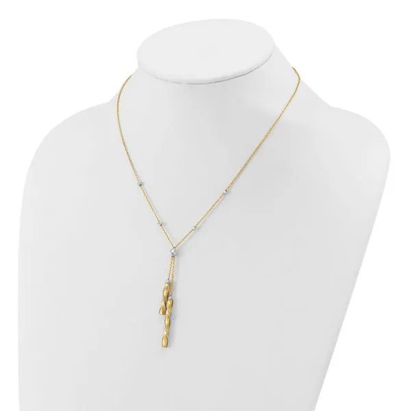 Leslie's 14K Two-tone Polished/Satin/Dia-cut Fancy with 2in ext. Necklace Image 3 Jewelry Design Studio Jensen Beach, FL