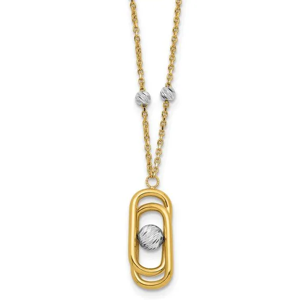 Leslie's 14K Two-tone Polished and Dia-cut Fancy with 2in ext. Necklace Valentine's Fine Jewelry Dallas, PA