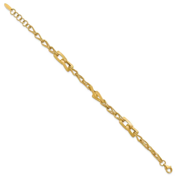 Leslie's 14K Polished and Satin Fancy Link with 1in ext. Bracelet Image 2 Valentine's Fine Jewelry Dallas, PA