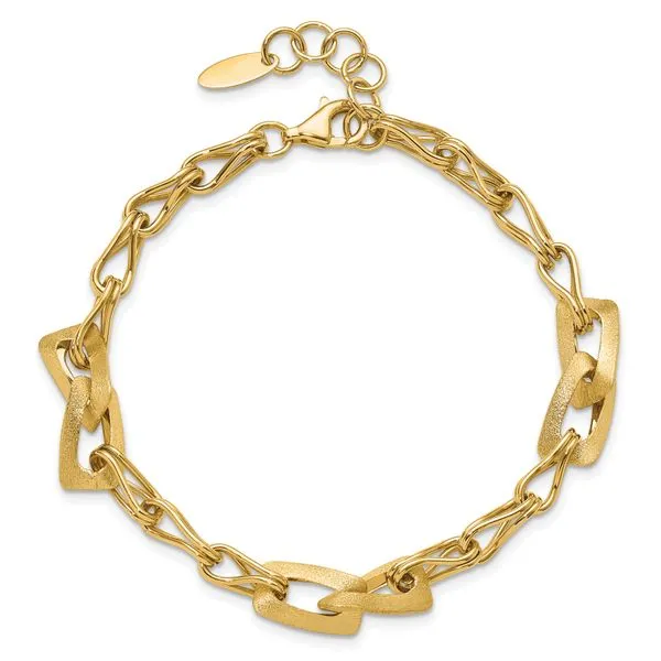 Leslie's 14K Polished and Satin Fancy Link with 1in ext. Bracelet Image 4 Atlanta West Jewelry Douglasville, GA