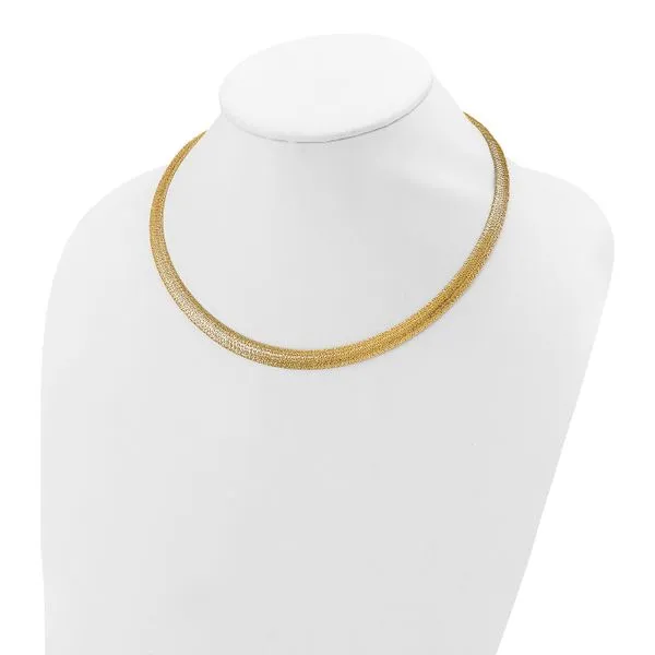 Leslie's 14K Polished Woven Dome Necklace Image 2 Thomas A. Davis Jewelers Holland, MI
