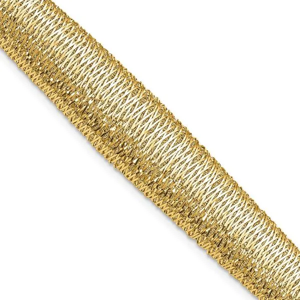 Leslie's 14K Polished Woven Graduated Dome Bracelet Delfine's Jewelry Charleston, WV