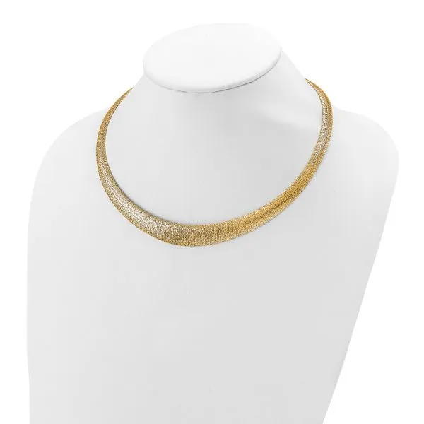 Leslie's 14K Polished Woven Graduated Dome Necklace Image 2 Johnson Jewellers Lindsay, ON